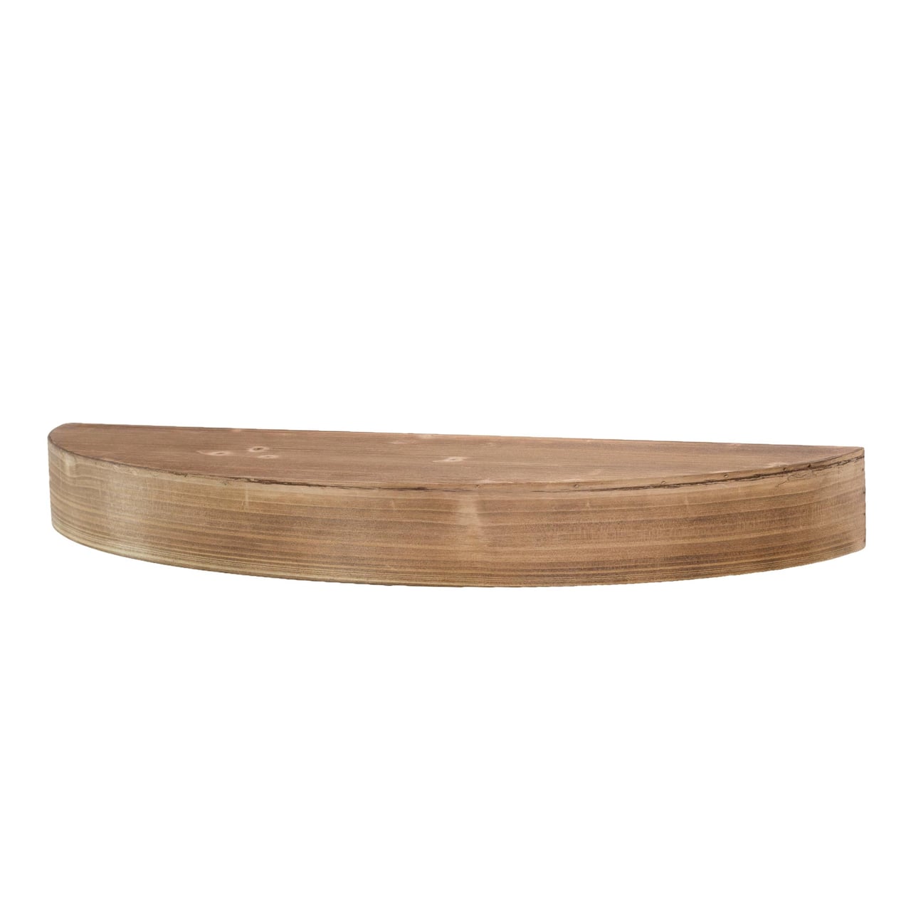 Small Brown Round Wood Floating Wall Shelf
